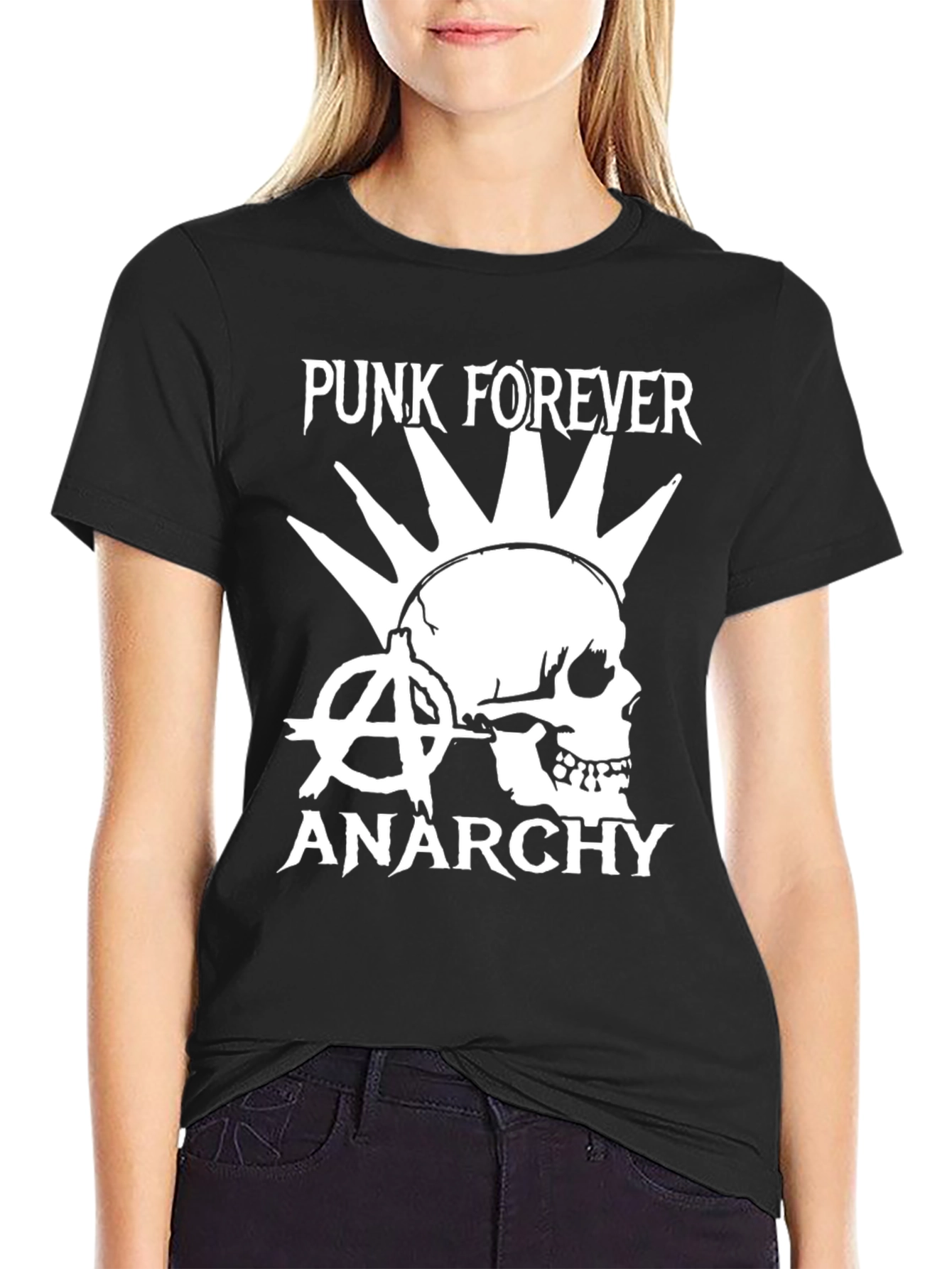 Punk Forever Anarchy Skull Graphic Tee