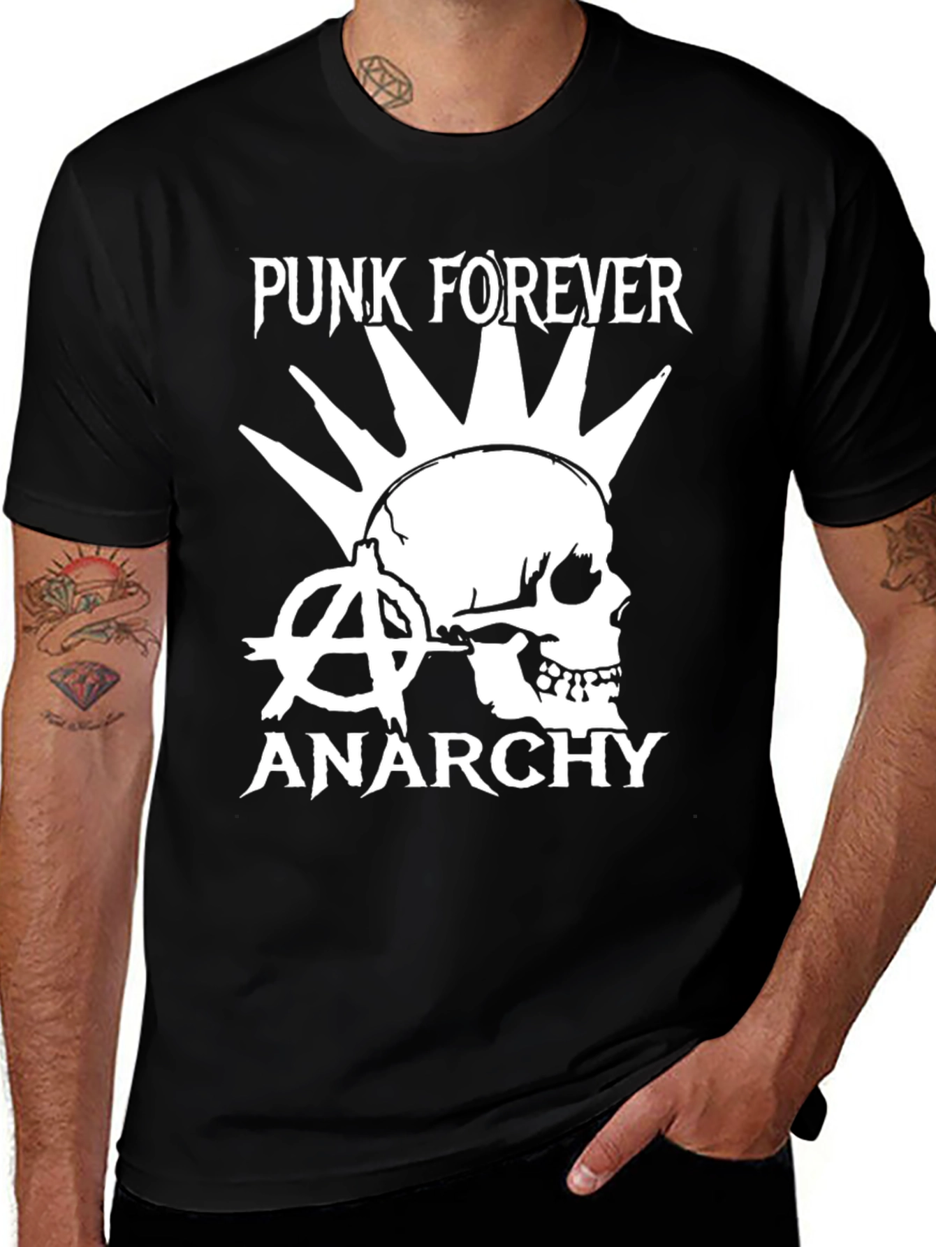 Punk Forever Anarchy Skull Graphic Tee
