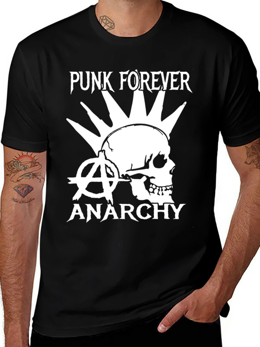 Punk Forever Anarchy Skull Graphic Tee