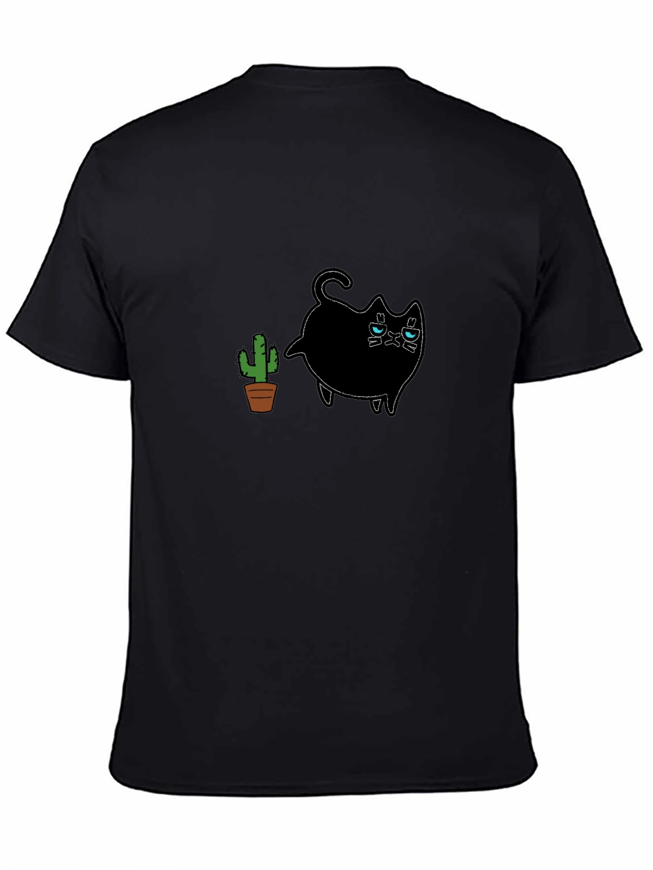 Grumpy Cat & Cactus Graphic Black T-Shirt