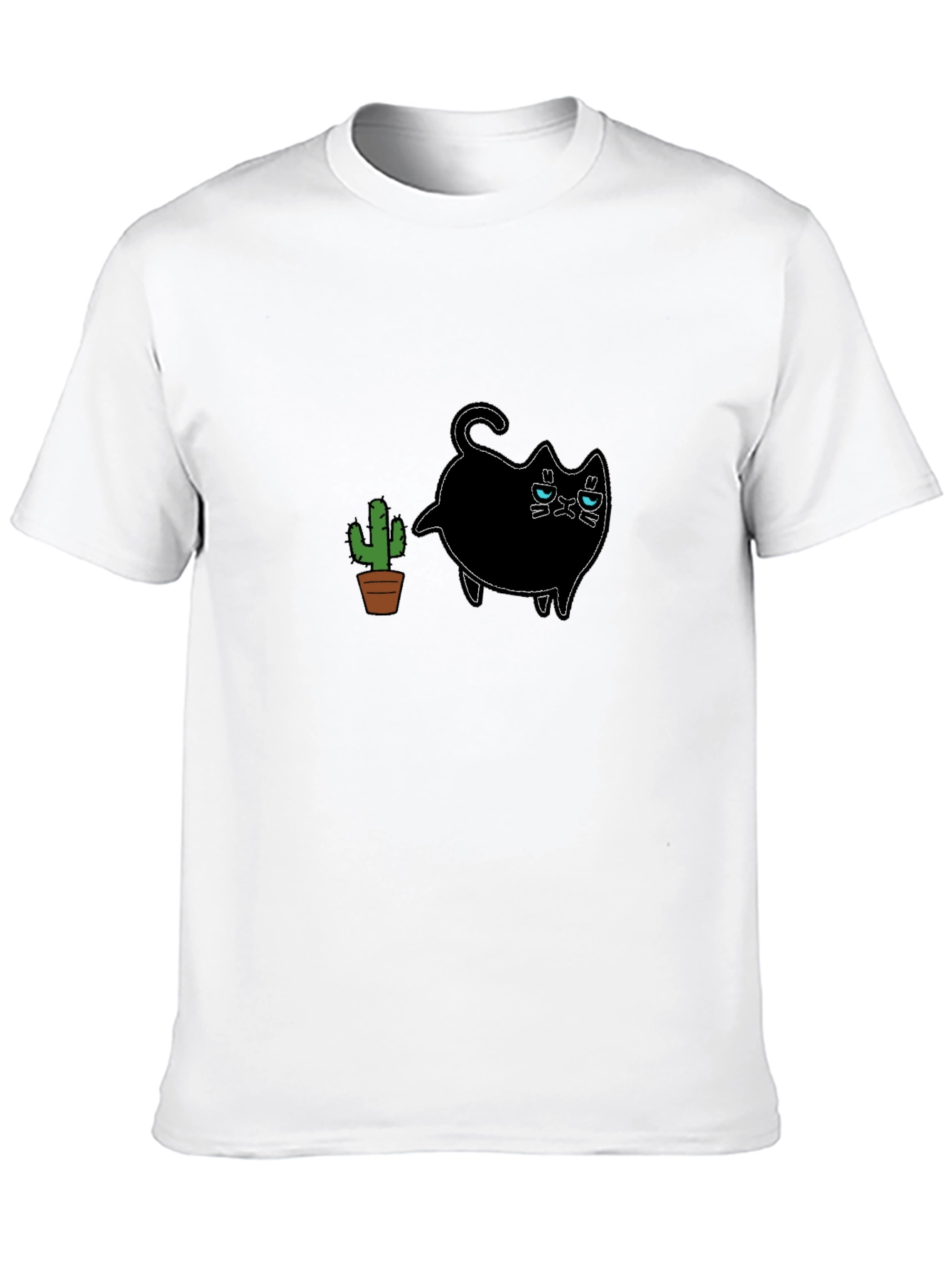 Grumpy Cat & Cactus Graphic Black T-Shirt