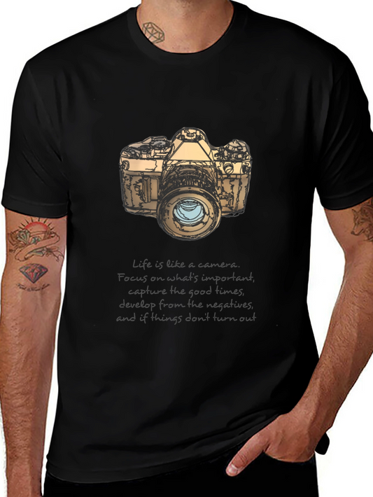 Vintage Camera Graphic Tee - Focus on the Good Times