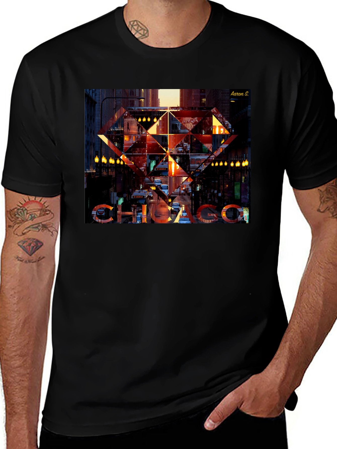 Chicago Graphic Print Black T-Shirt