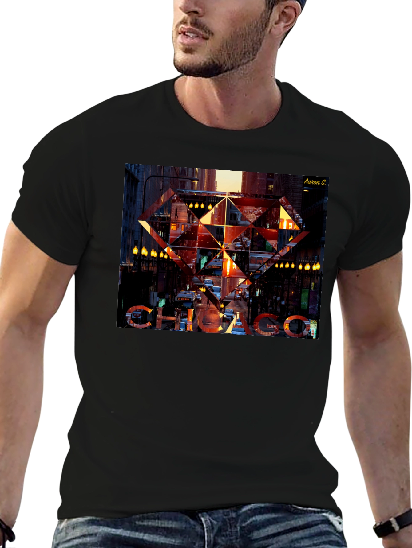 Chicago Graphic Print Black T-Shirt