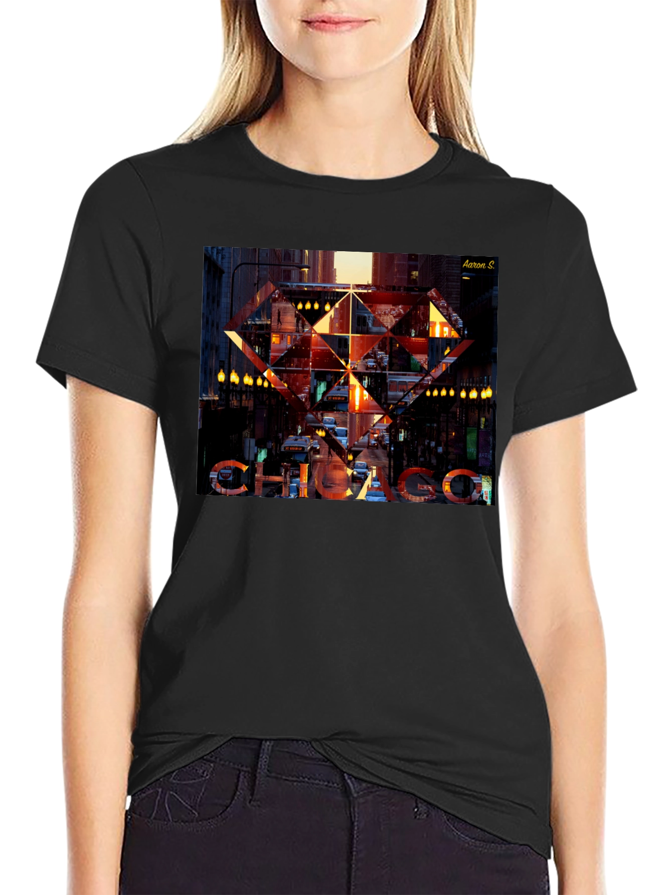 Chicago Graphic Print Black T-Shirt