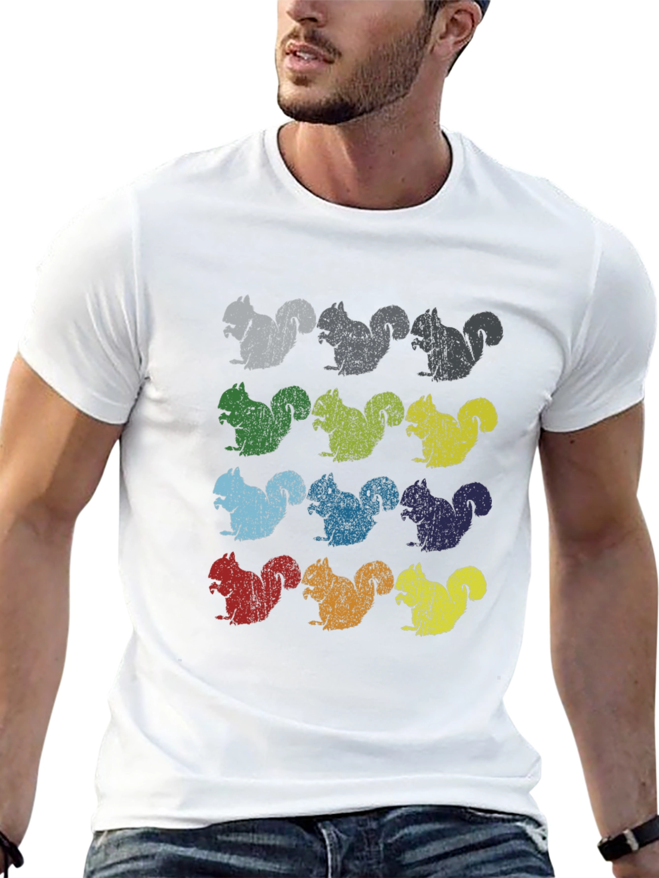 Colorful Squirrel Pattern T-Shirt