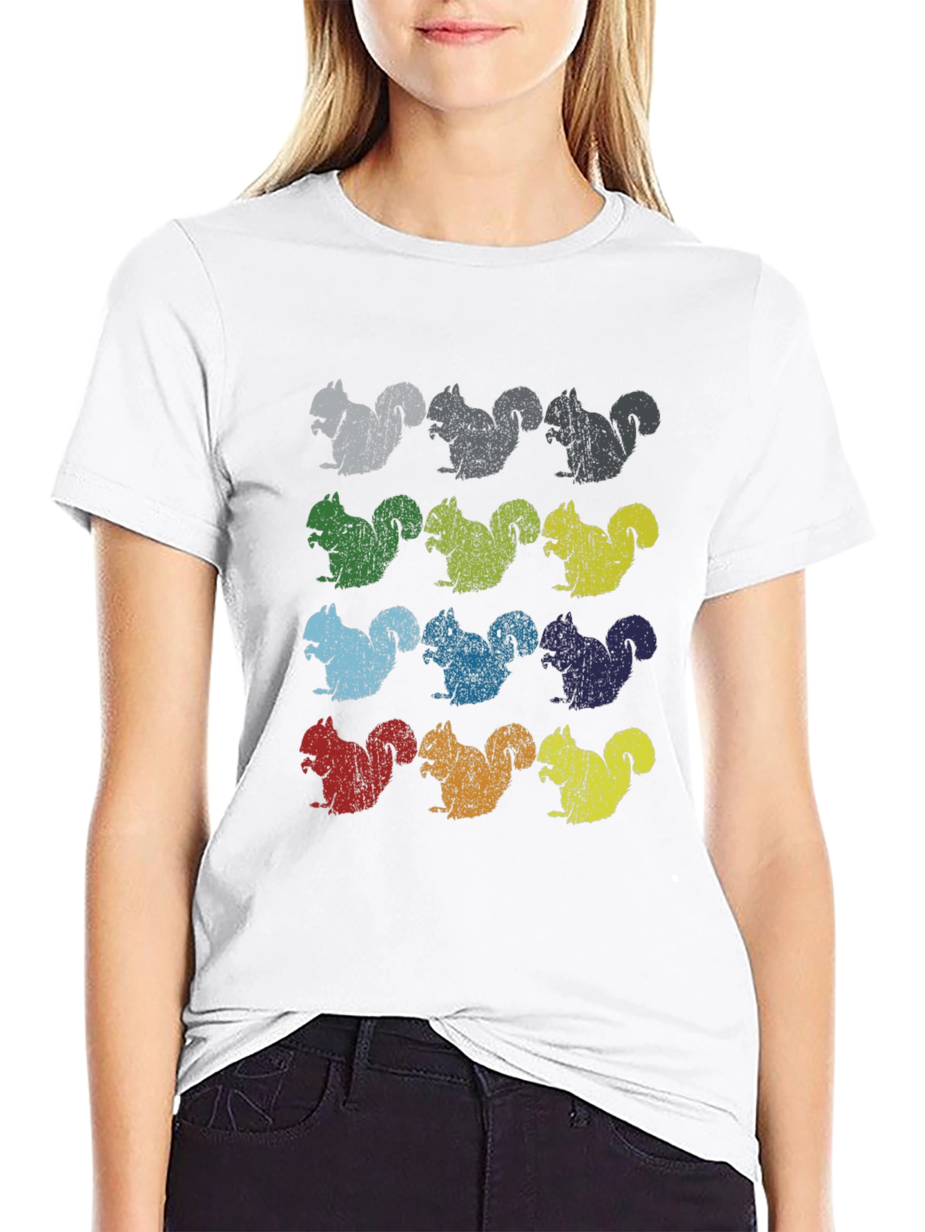 Colorful Squirrel Pattern T-Shirt