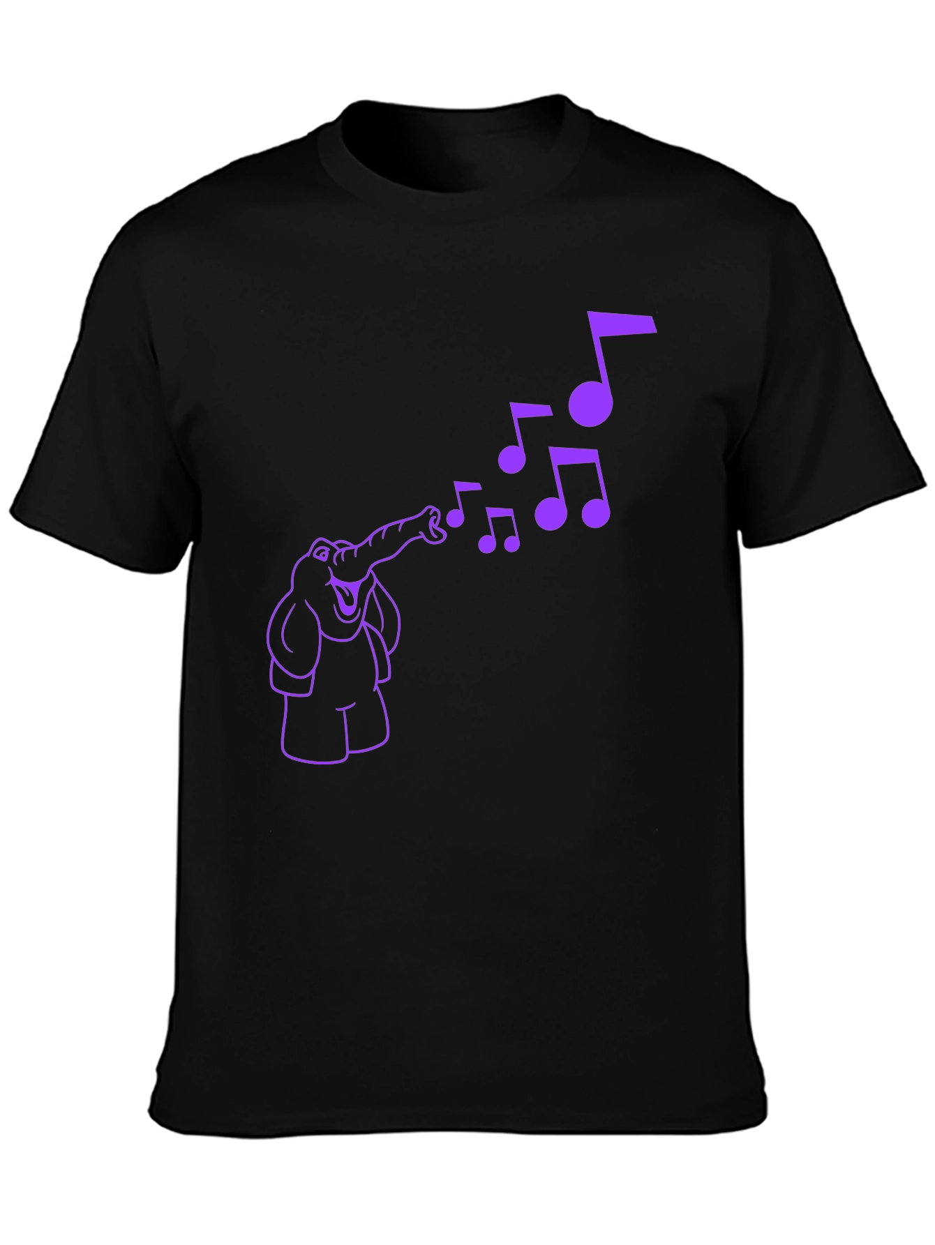 Musical Elephant Graphic Tee - Black Cotton T-Shirt