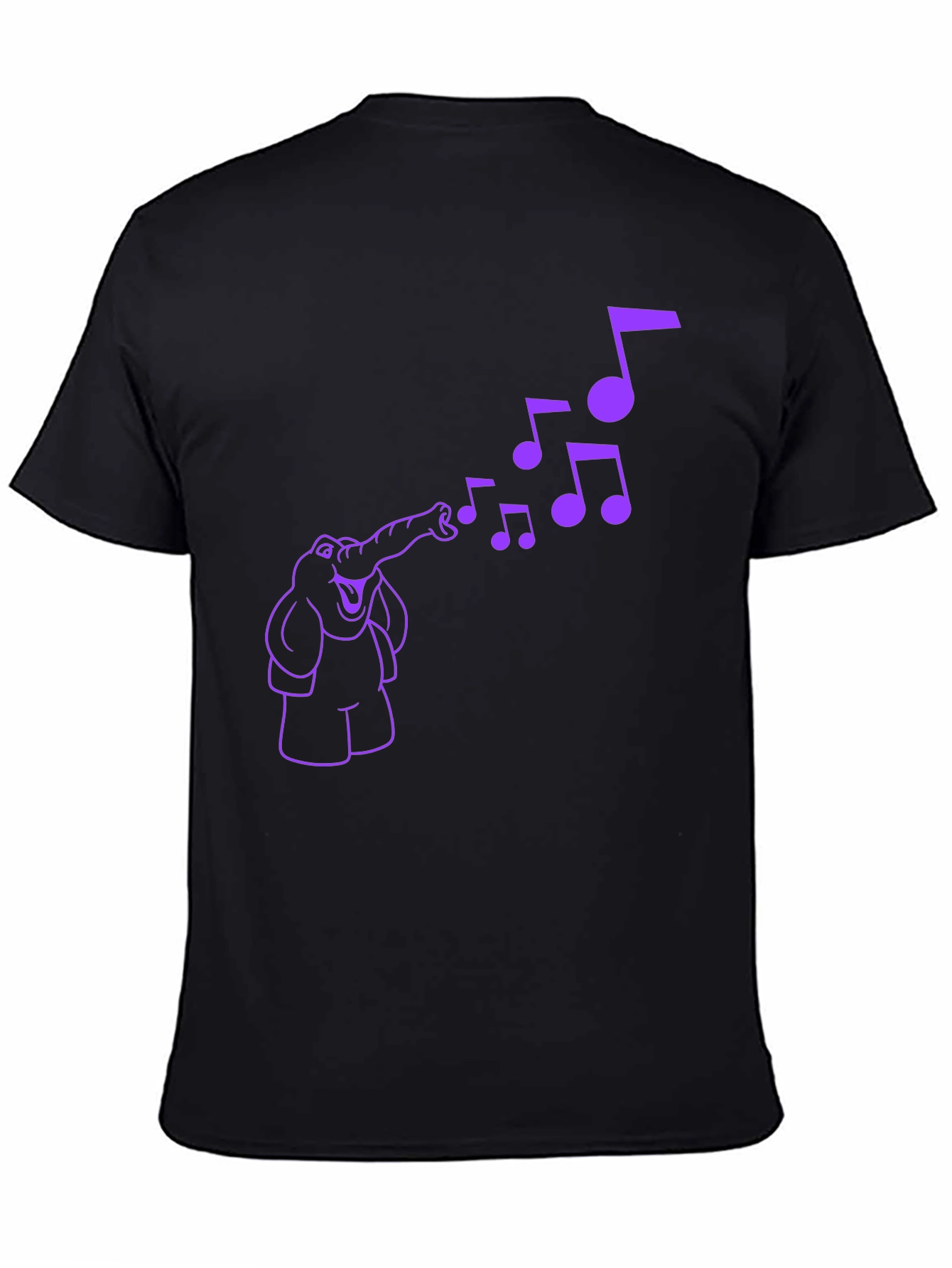 Musical Elephant Graphic Tee - Black Cotton T-Shirt