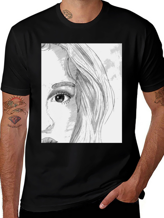 Artistic Portrait Graphic Tee - Unisex Black T-Shirt