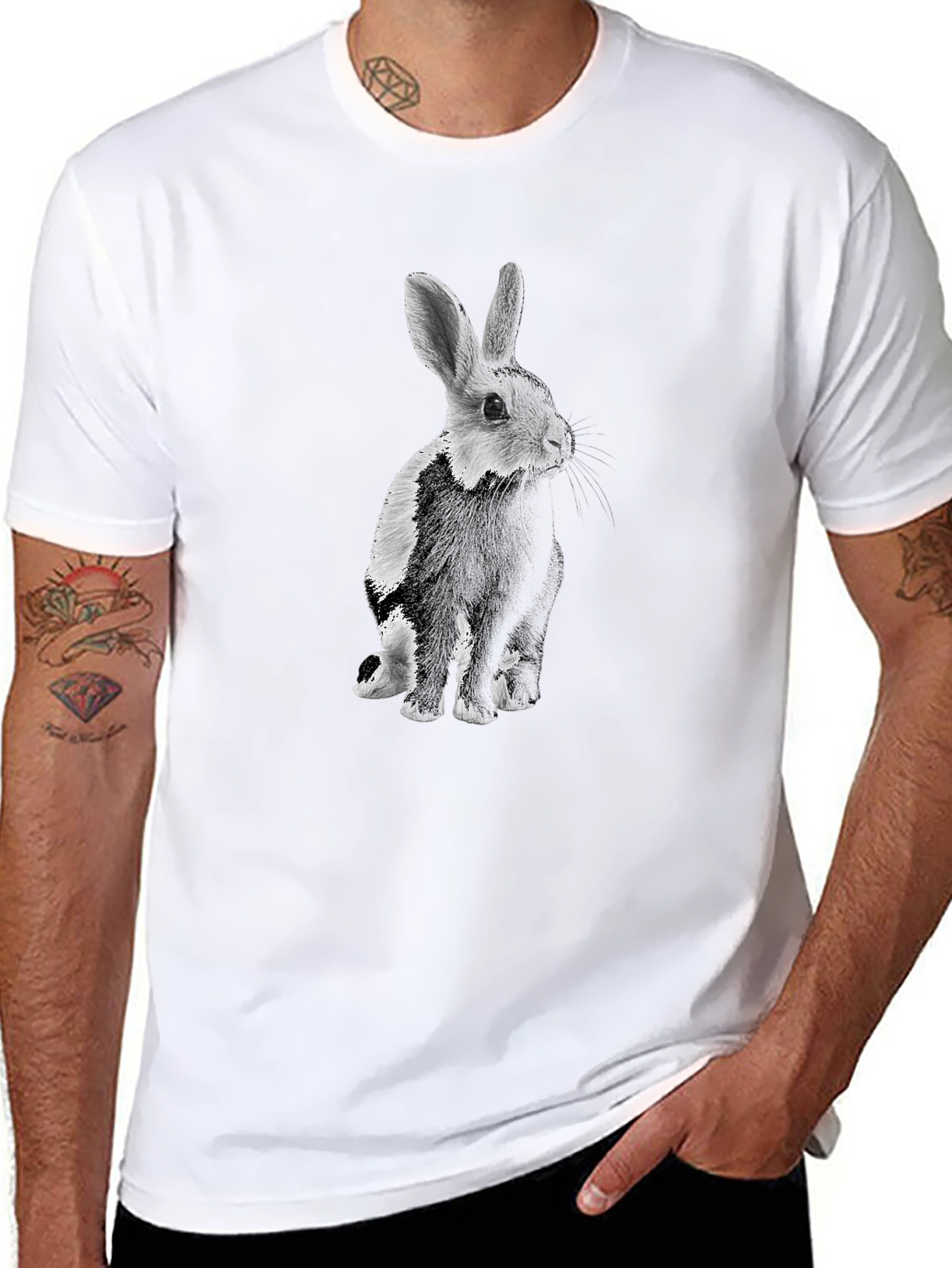 Black Rabbit Graphic T-Shirt - Mens Casual Tee