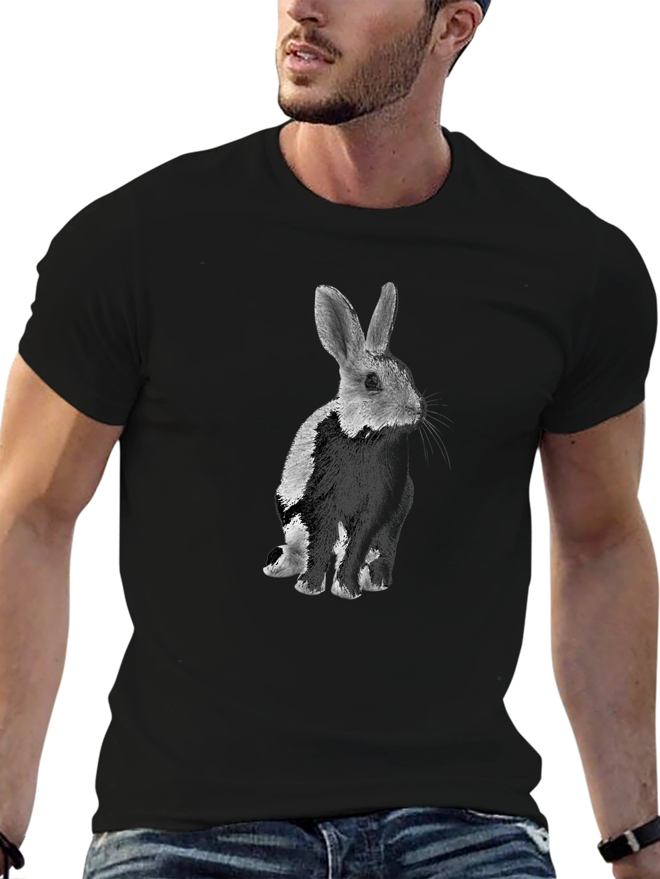 Black Rabbit Graphic T-Shirt - Mens Casual Tee