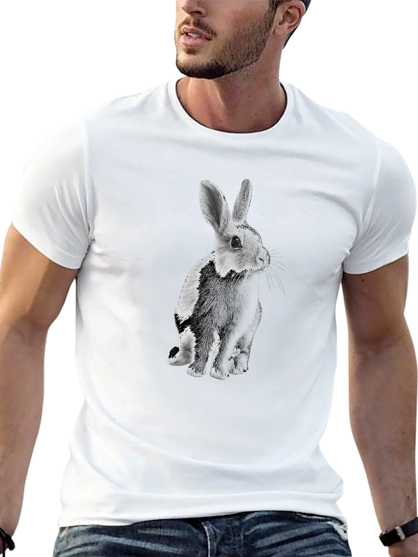 Black Rabbit Graphic T-Shirt - Mens Casual Tee