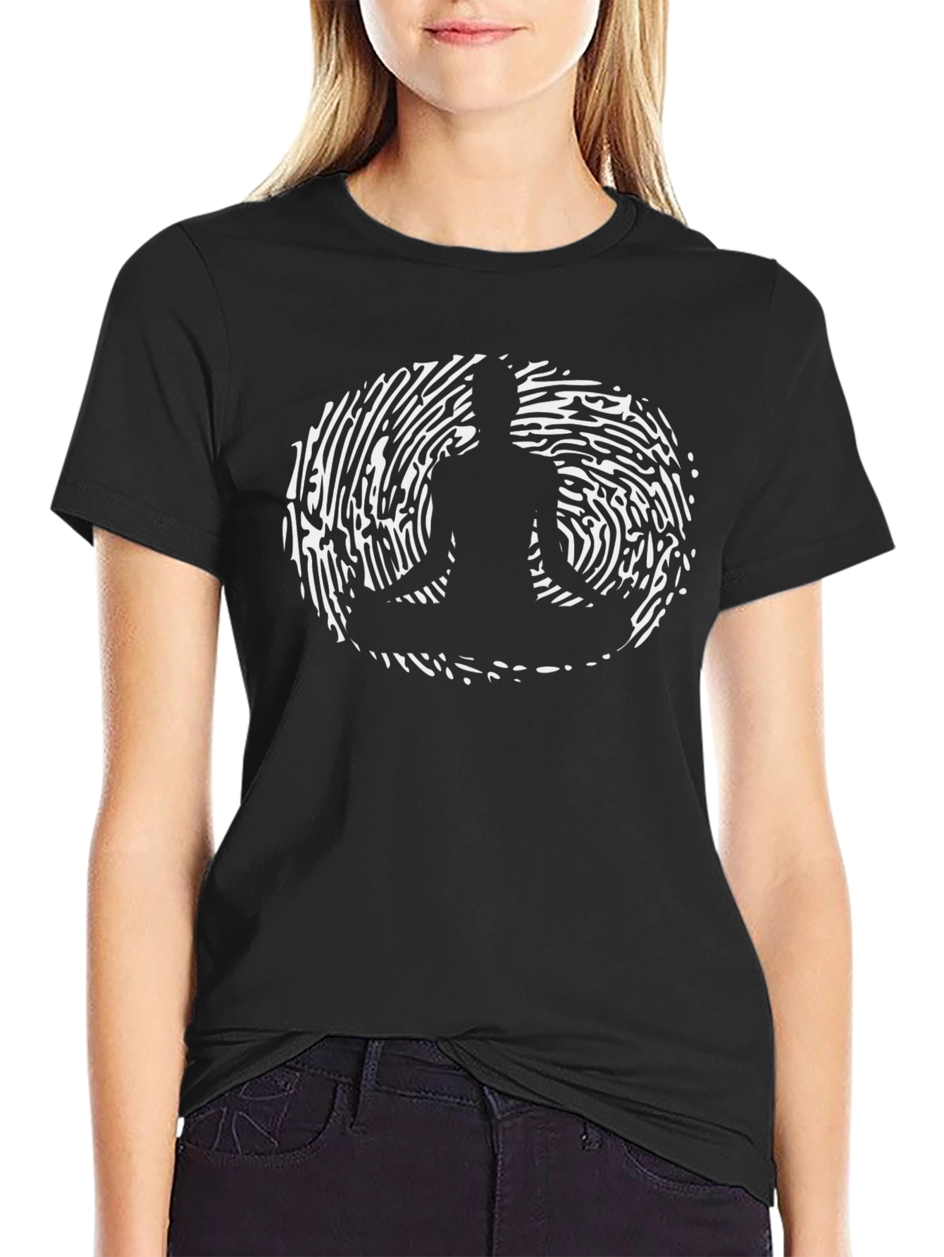 Meditative Fingerprint Graphic Tee - Black