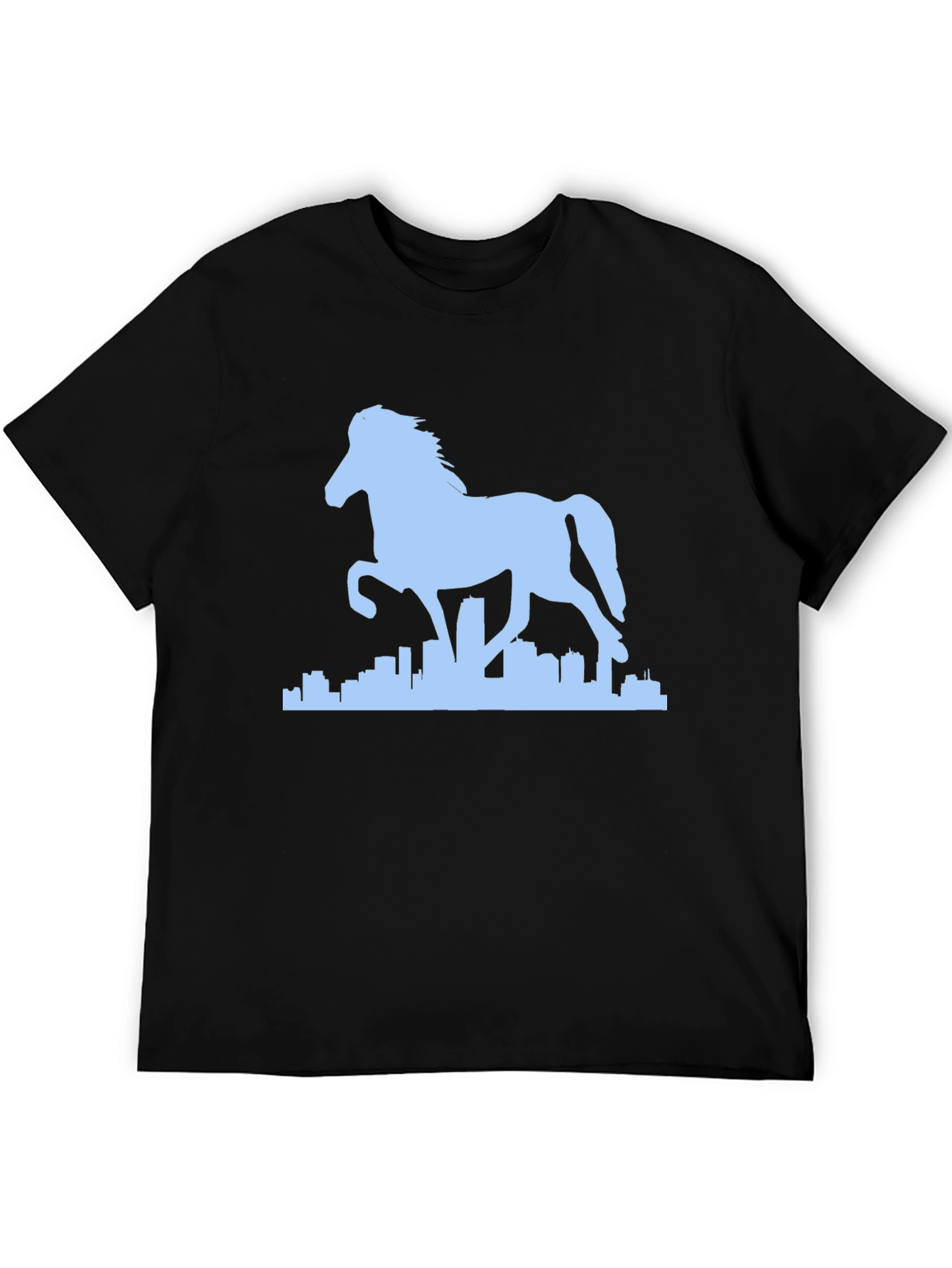 Horse & City Silhouette Graphic Tee - Black