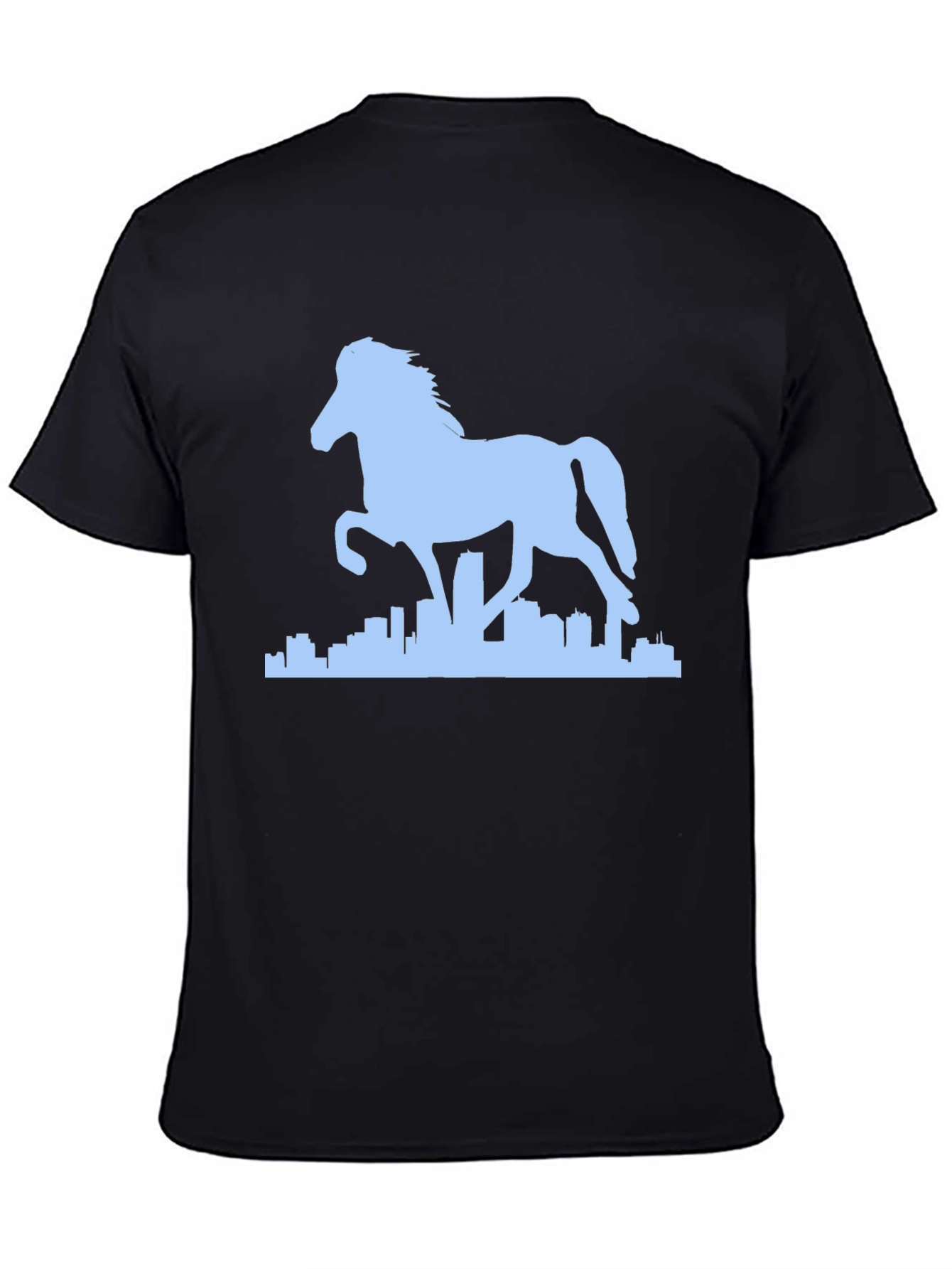 Horse & City Silhouette Graphic Tee - Black