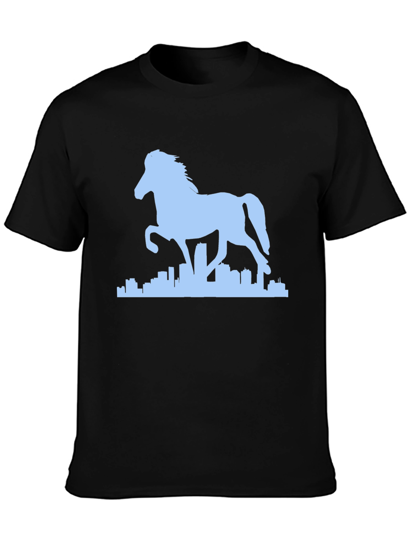 Horse & City Silhouette Graphic Tee - Black