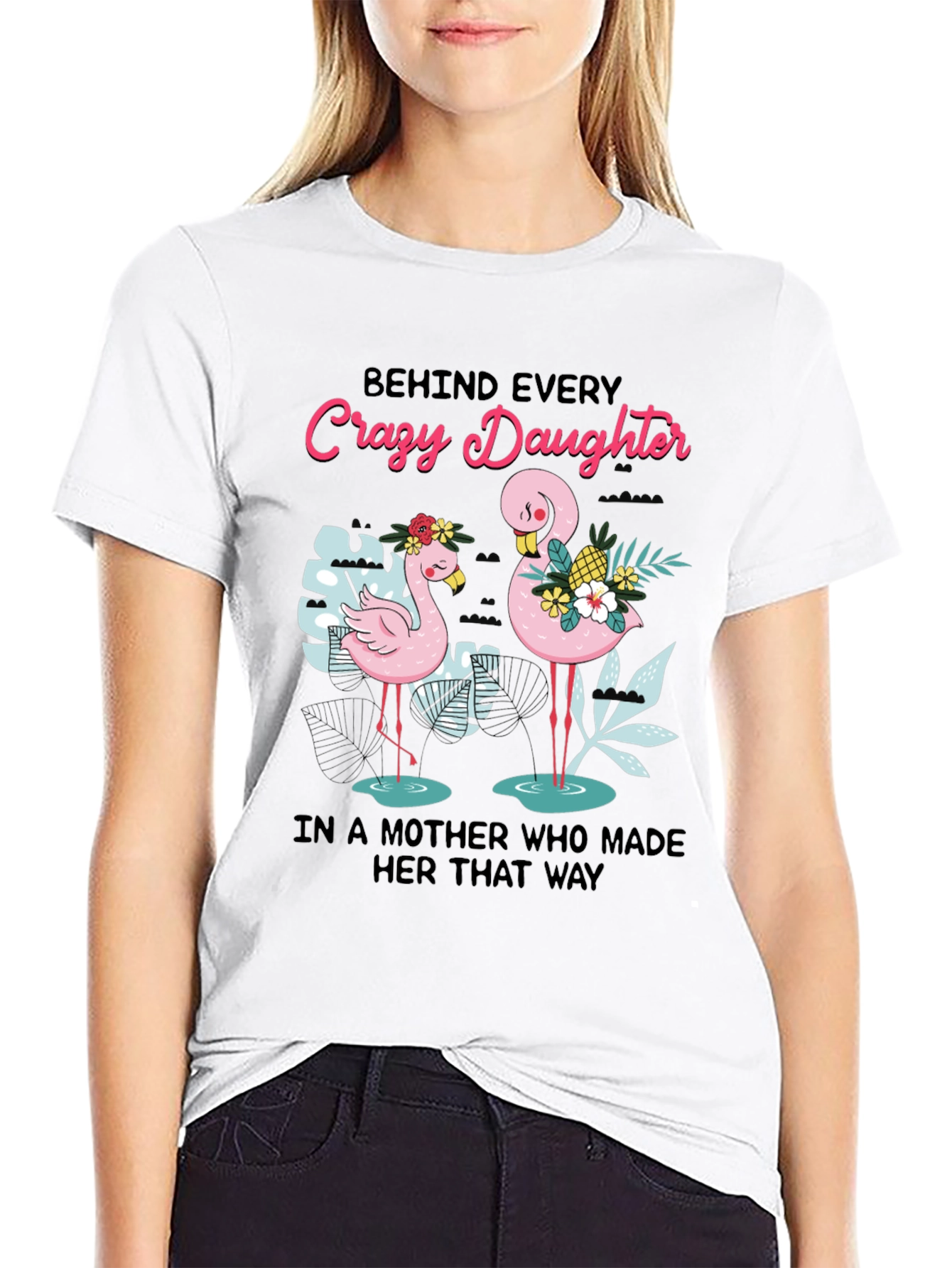 Crazy Daughter Flamingo Graphic Tee