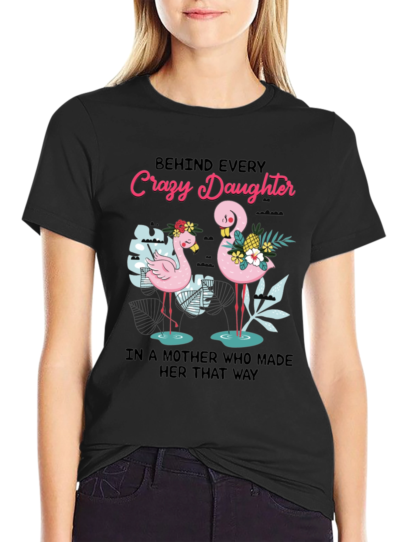 Crazy Daughter Flamingo Graphic Tee