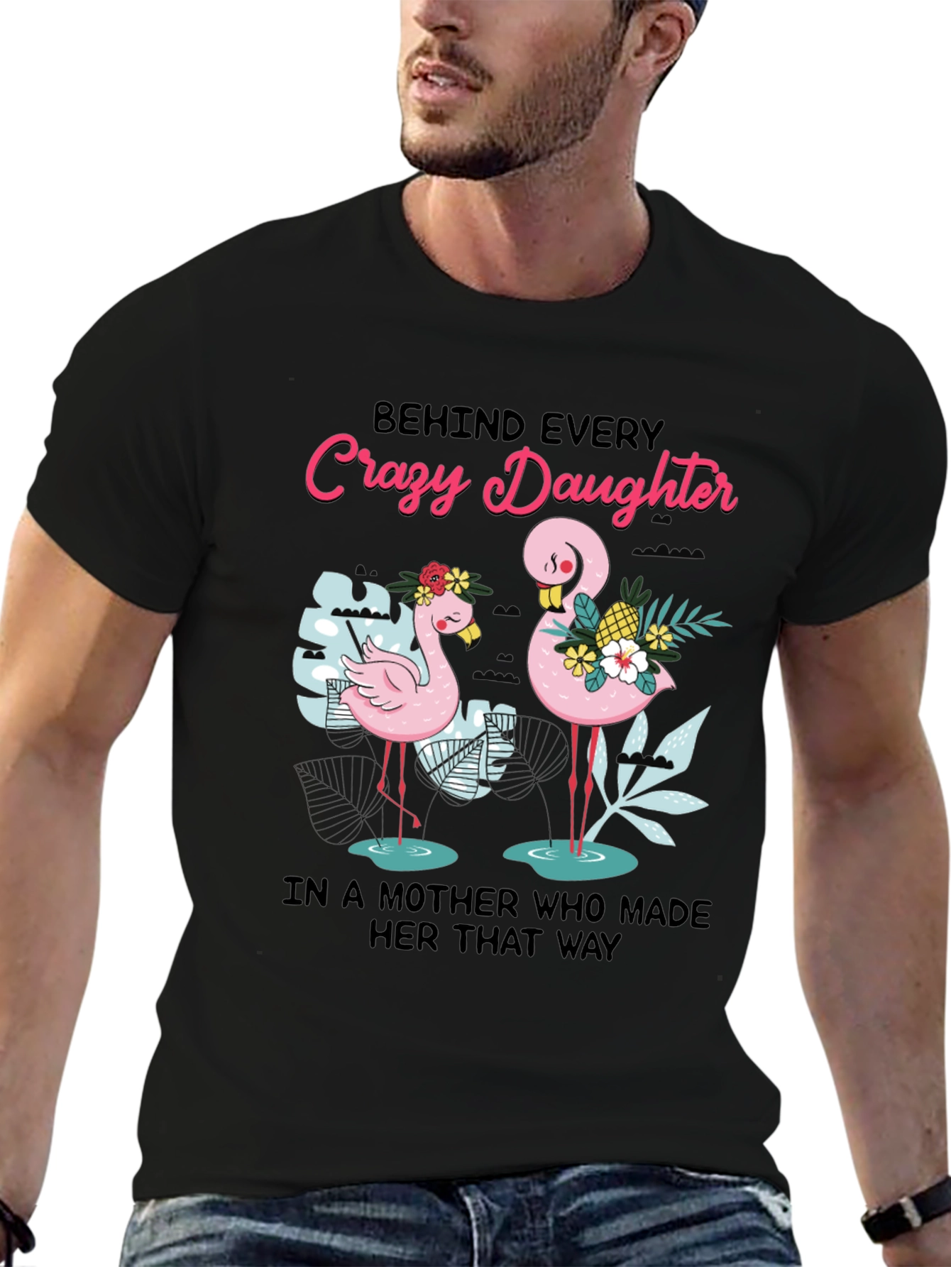 Crazy Daughter Flamingo Graphic Tee