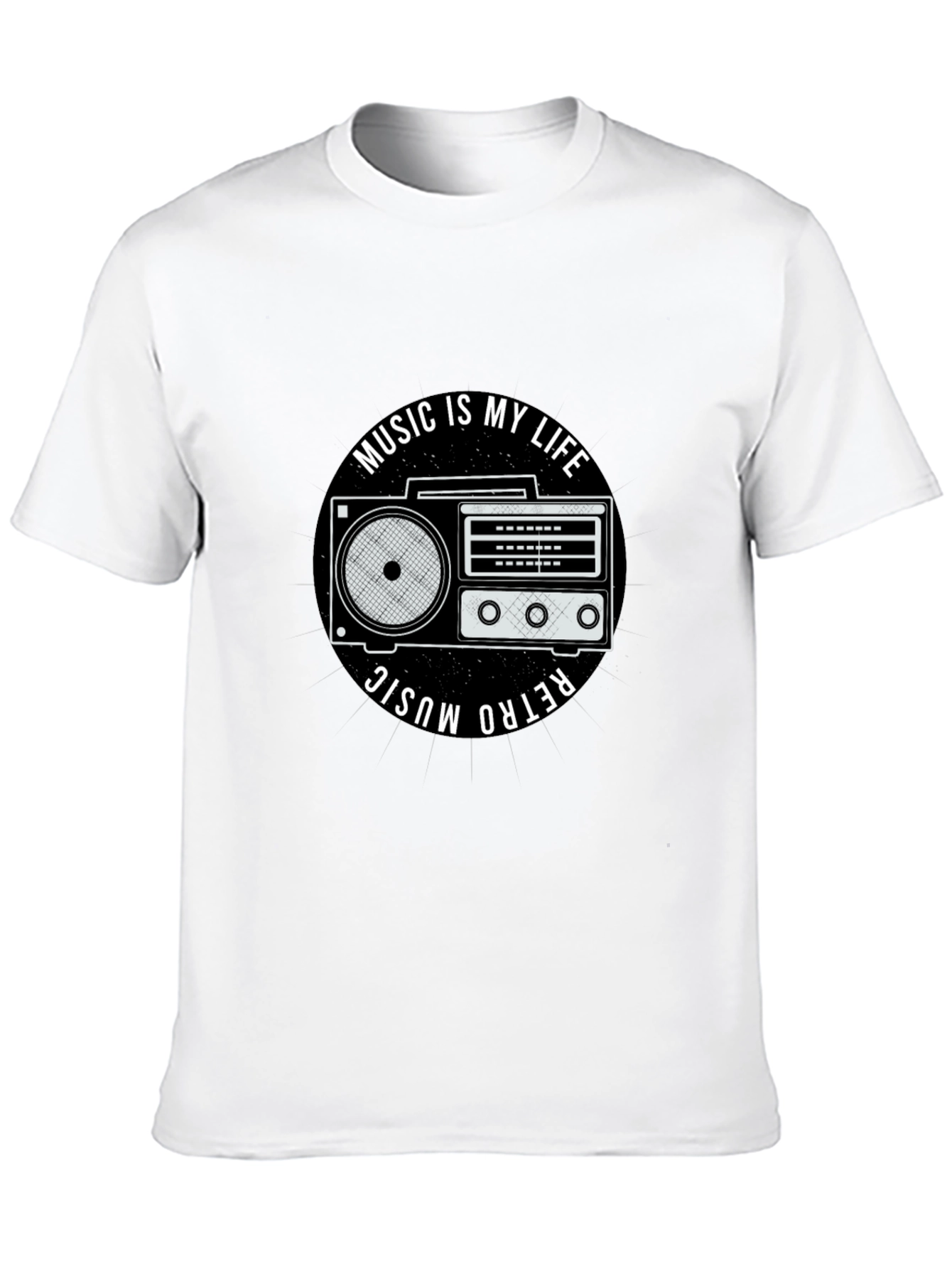 Retro Music is My Life Black Graphic Tee