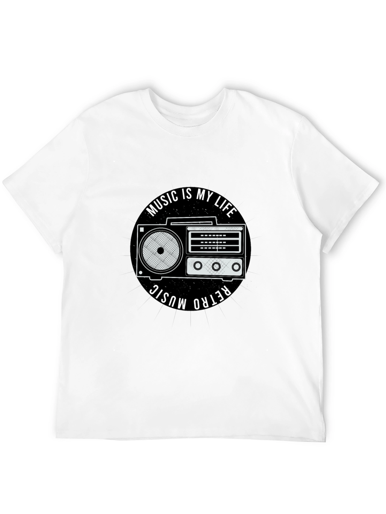 Retro Music is My Life Black Graphic Tee