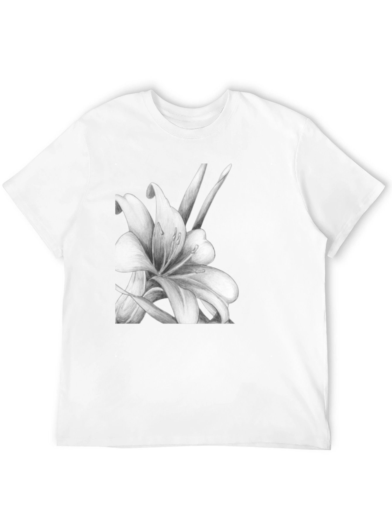 Elegant Lily Graphic Black T-Shirt