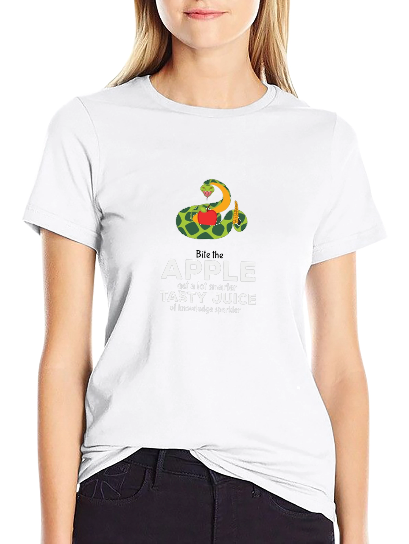 Bite the Apple Funny Knowledge Graphic T-Shirt