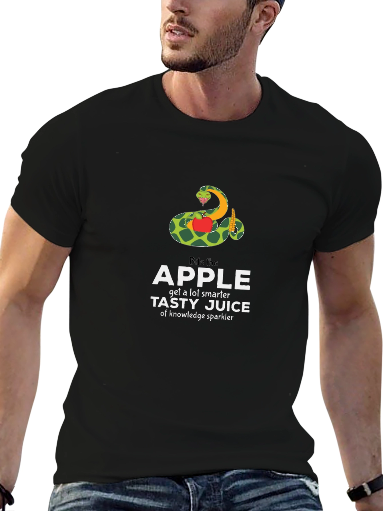 Bite the Apple Funny Knowledge Graphic T-Shirt