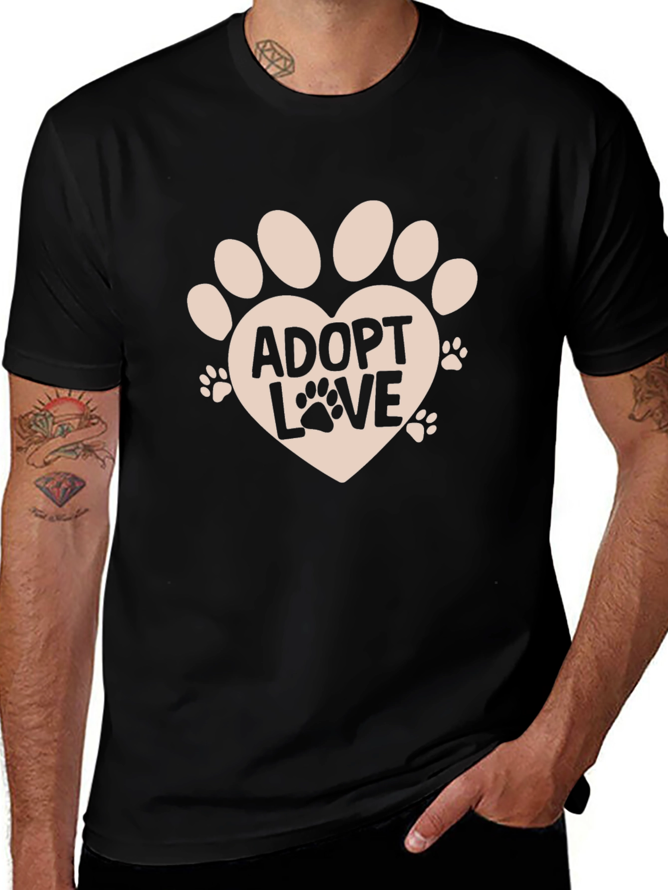Adopt Love Paw Print Heart Tee