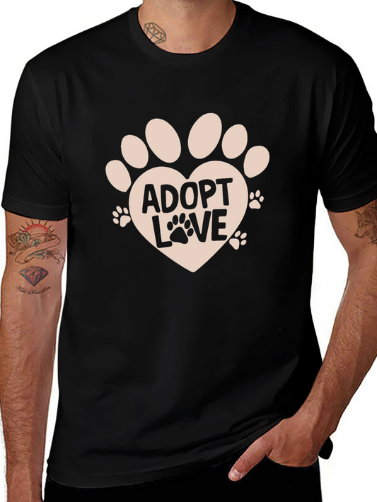 Adopt Love Paw Print Heart Tee