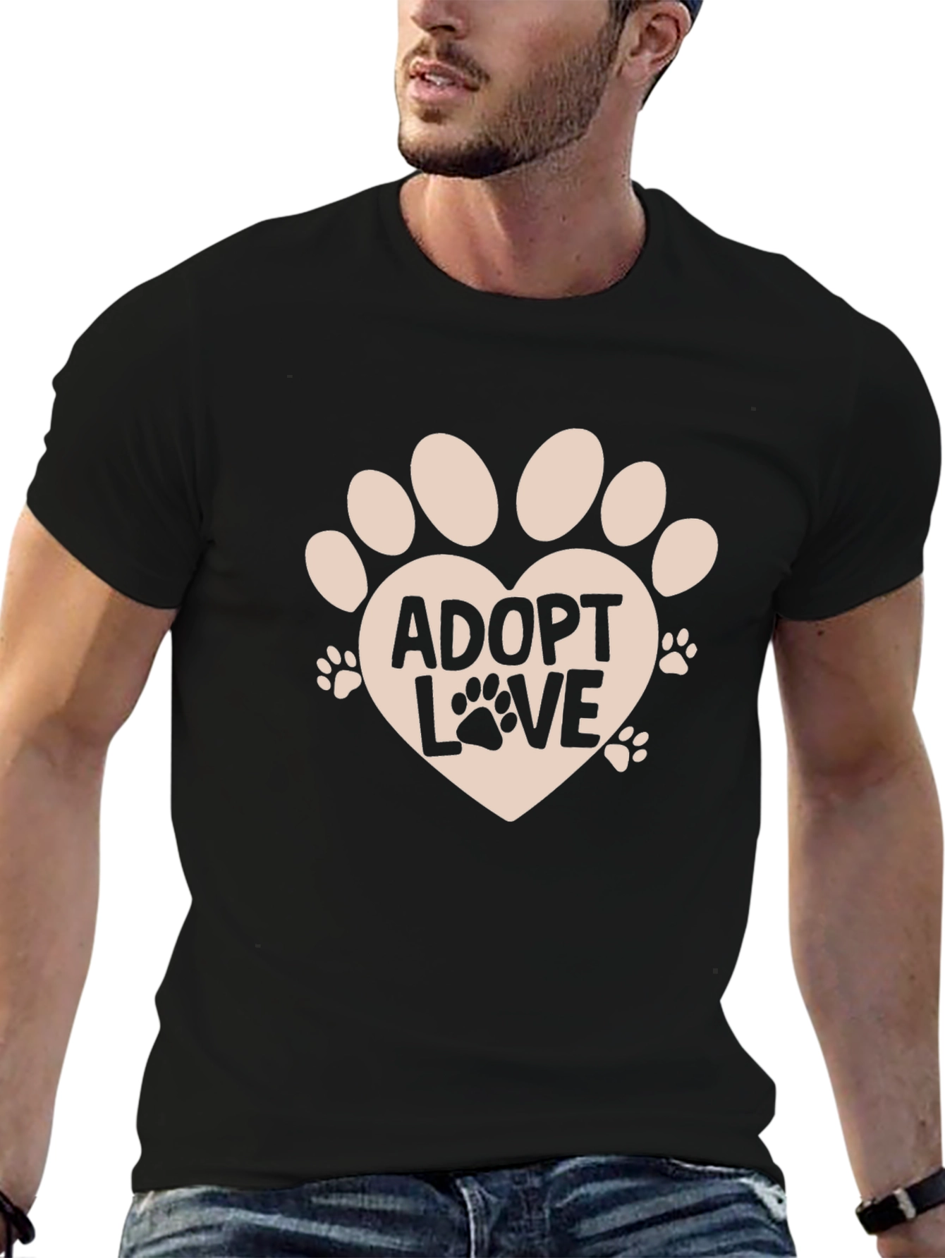 Adopt Love Paw Print Heart Tee