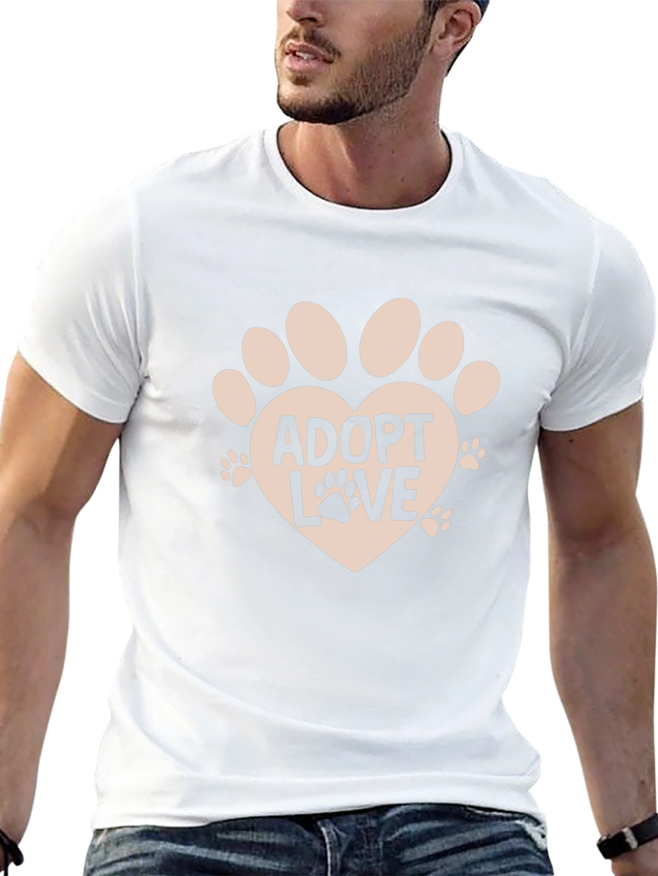 Adopt Love Paw Print Heart Tee