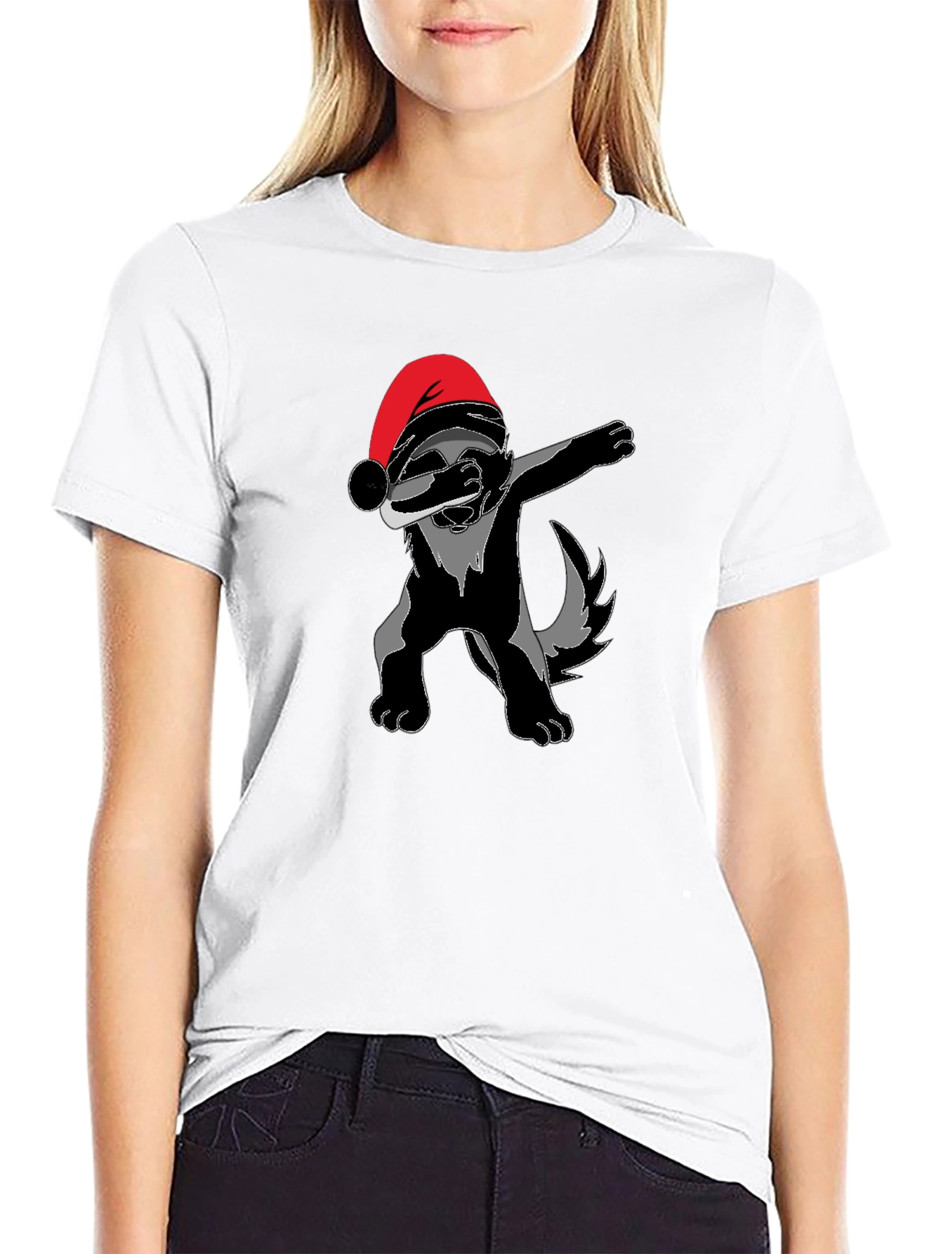 Dabbing Santa Badger Graphic T-Shirt
