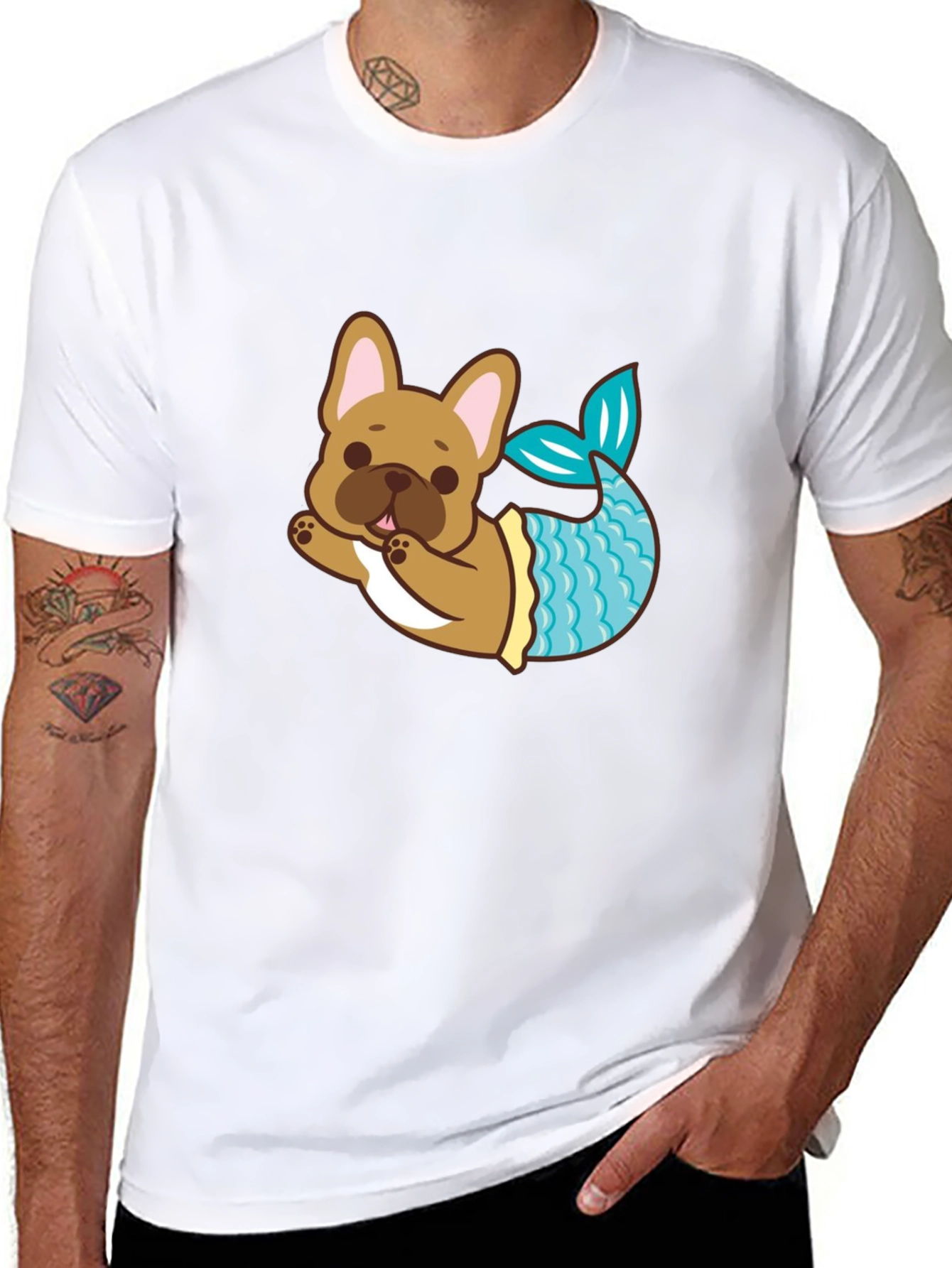 Dog Mermaid T-Shirt - Cute French Bulldog Tee