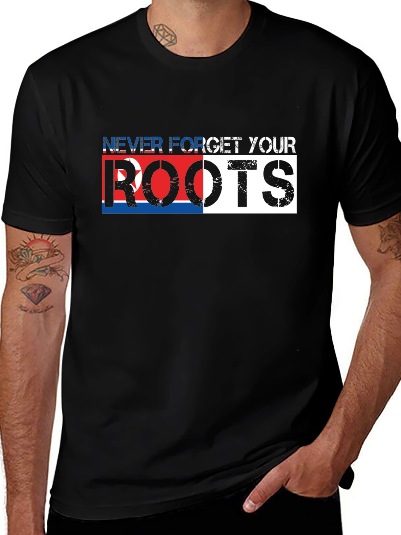 Never Forget Your Roots Black Graphic Tee