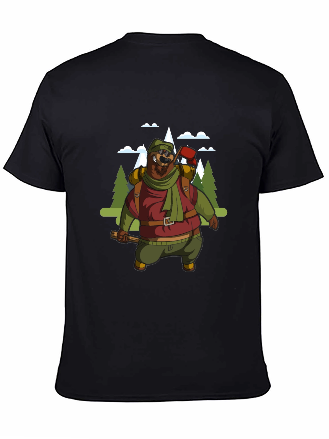 Hiking Bear Graphic Tee - Black