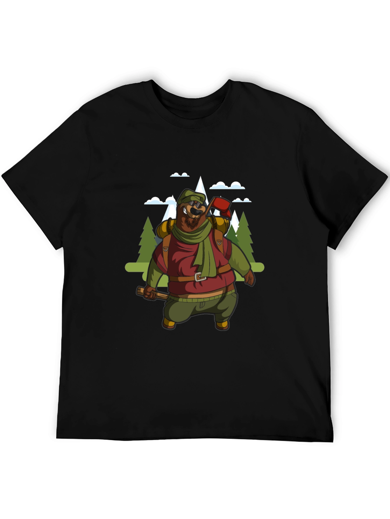 Hiking Bear Graphic Tee - Black
