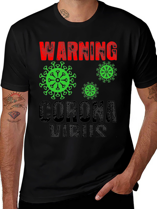 Warning Coronavirus Graphic Tee - Black