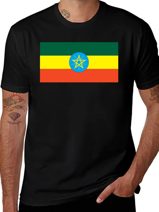 Ethiopian Flag T-Shirt - Black Cotton Tee