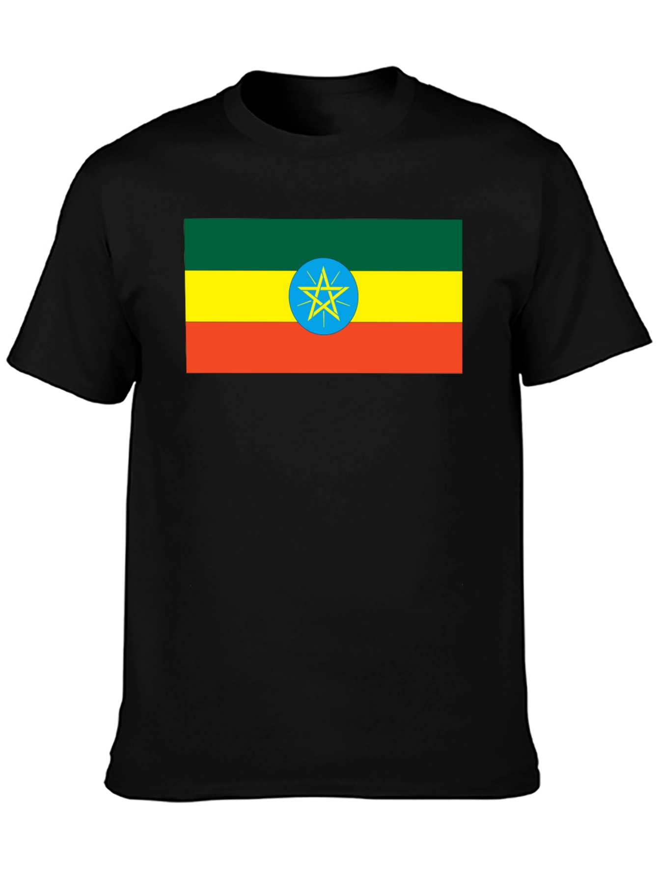 Ethiopian Flag T-Shirt - Black Cotton Tee