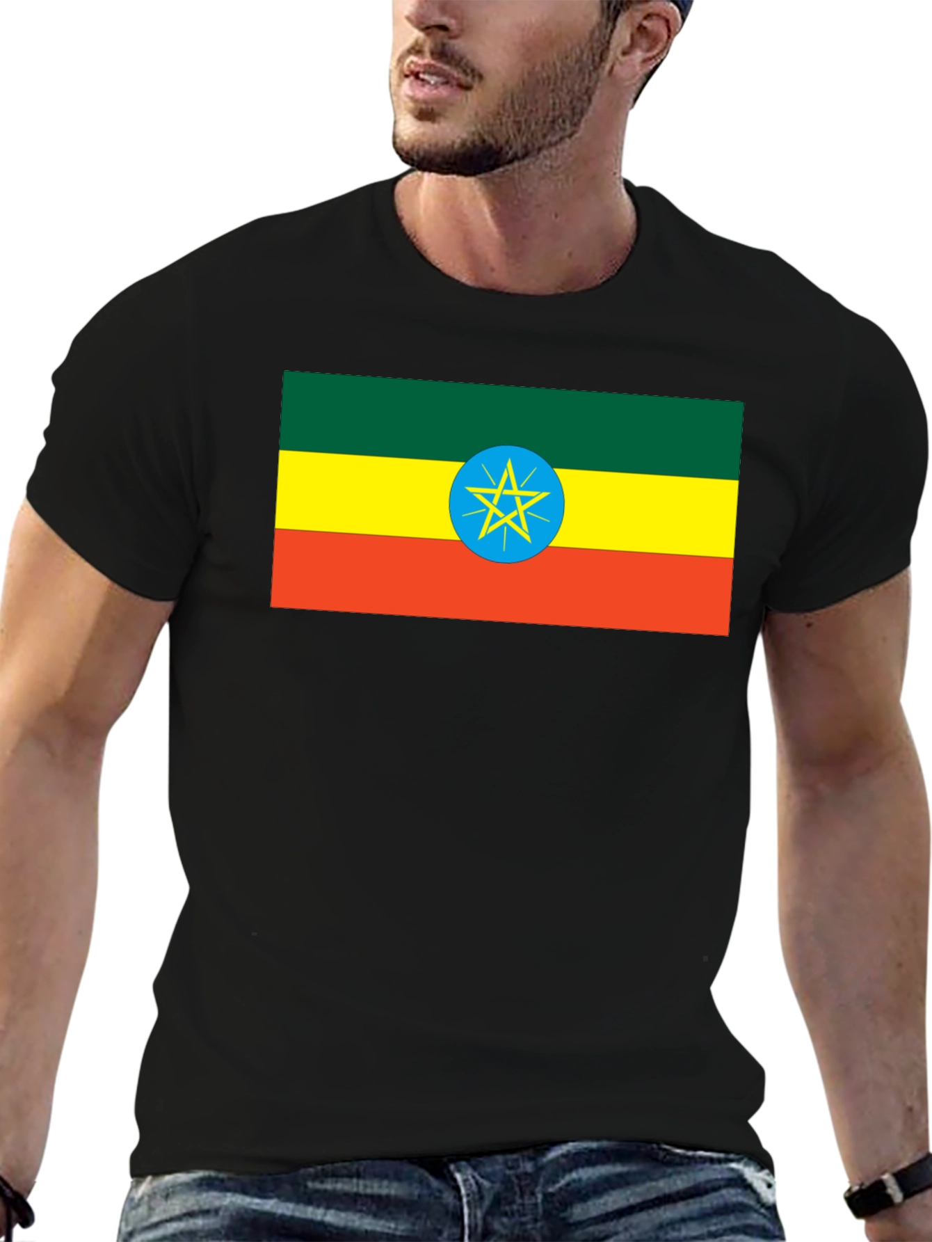 Ethiopian Flag T-Shirt - Black Cotton Tee