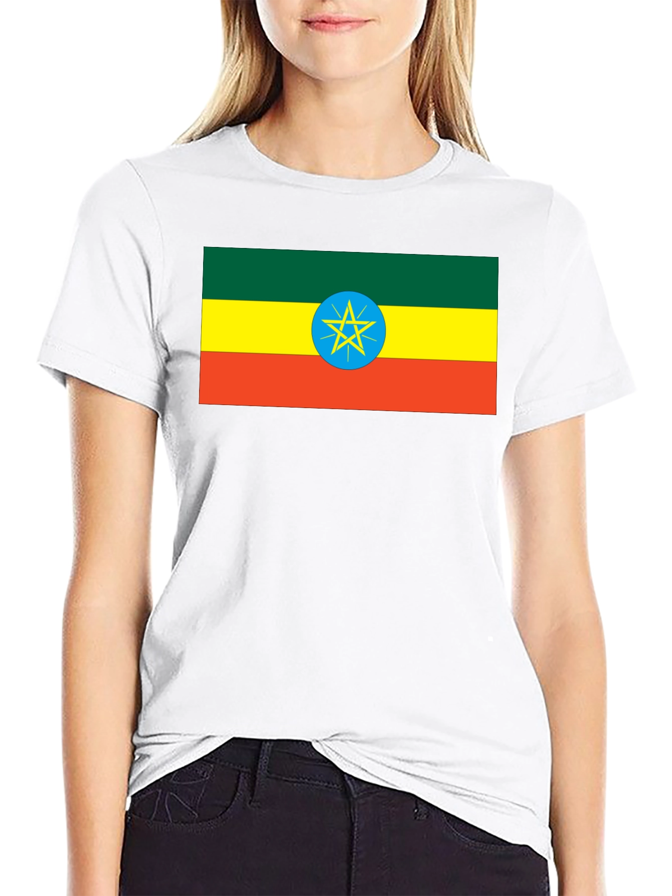 Ethiopian Flag T-Shirt - Black Cotton Tee