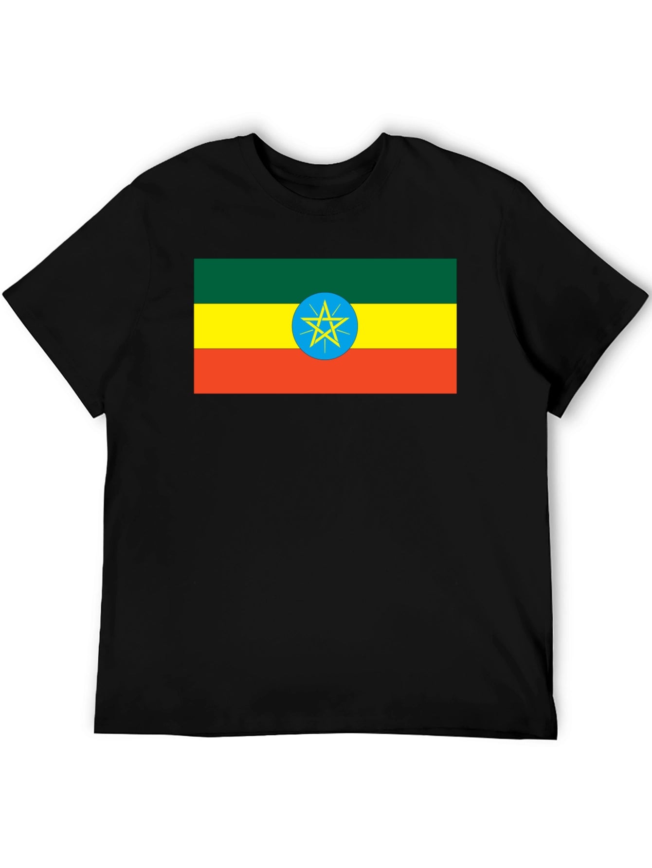 Ethiopian Flag T-Shirt - Black Cotton Tee