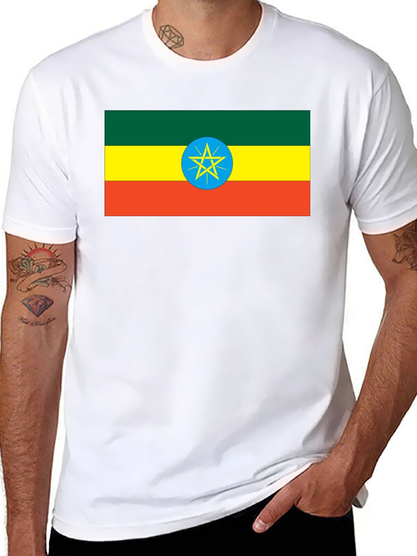 Ethiopian Flag T-Shirt - Black Cotton Tee