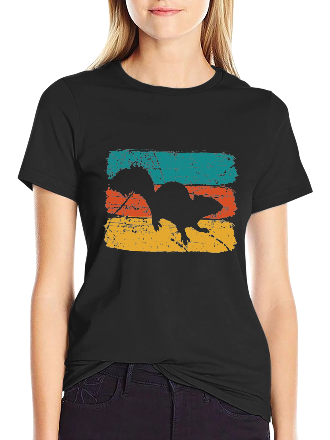 Retro Squirrel Graphic Tee - Mens Black T-Shirt