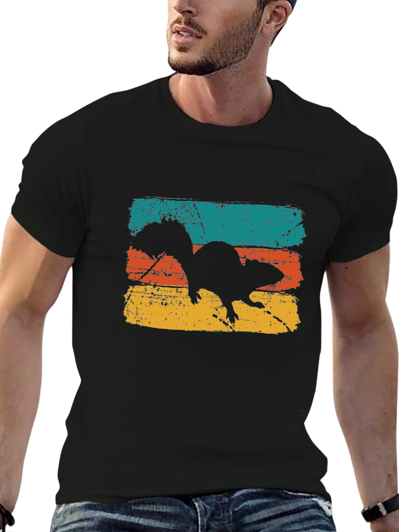Retro Squirrel Graphic Tee - Mens Black T-Shirt