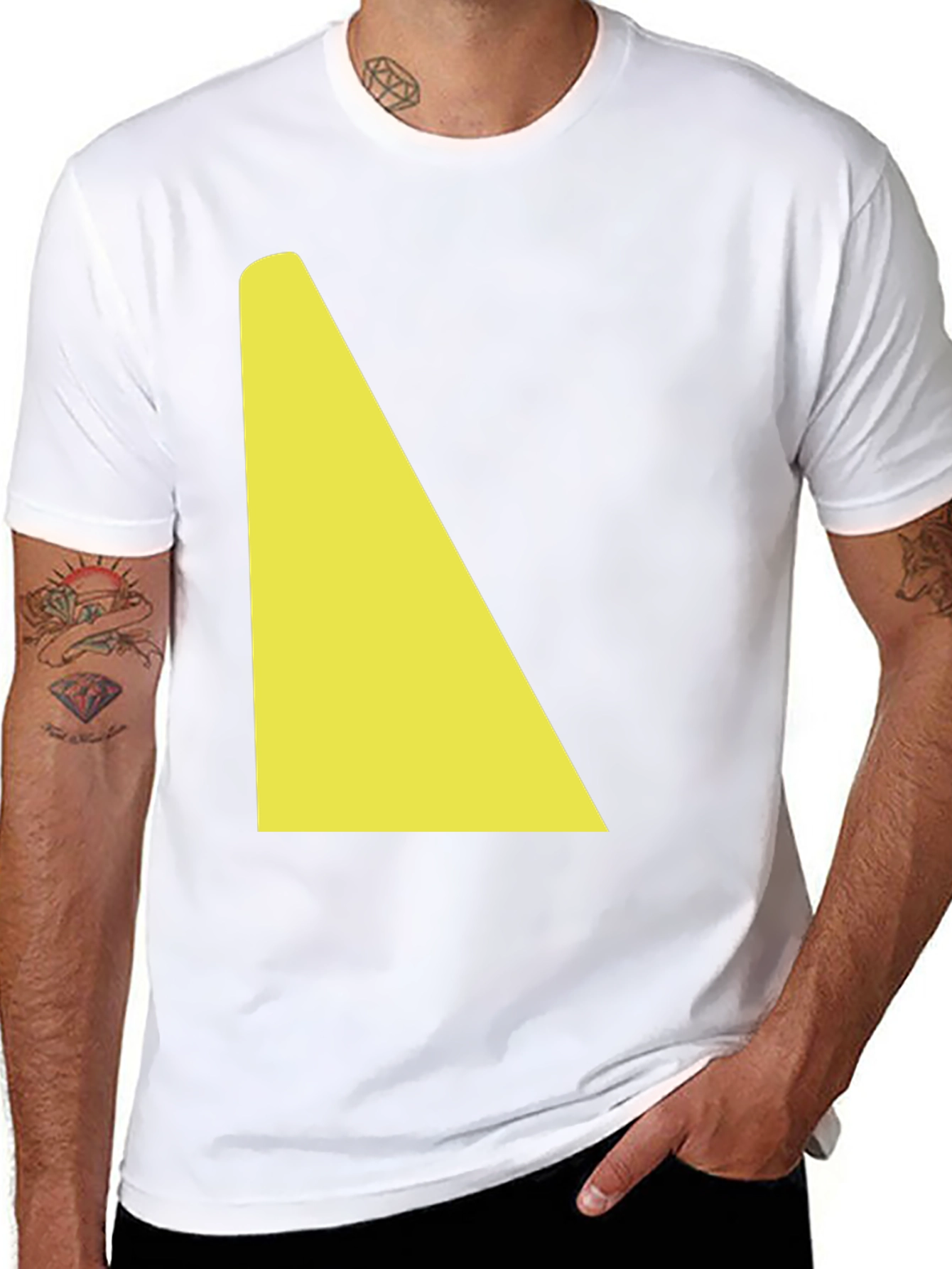 Geometric Yellow Shape on Black Tee