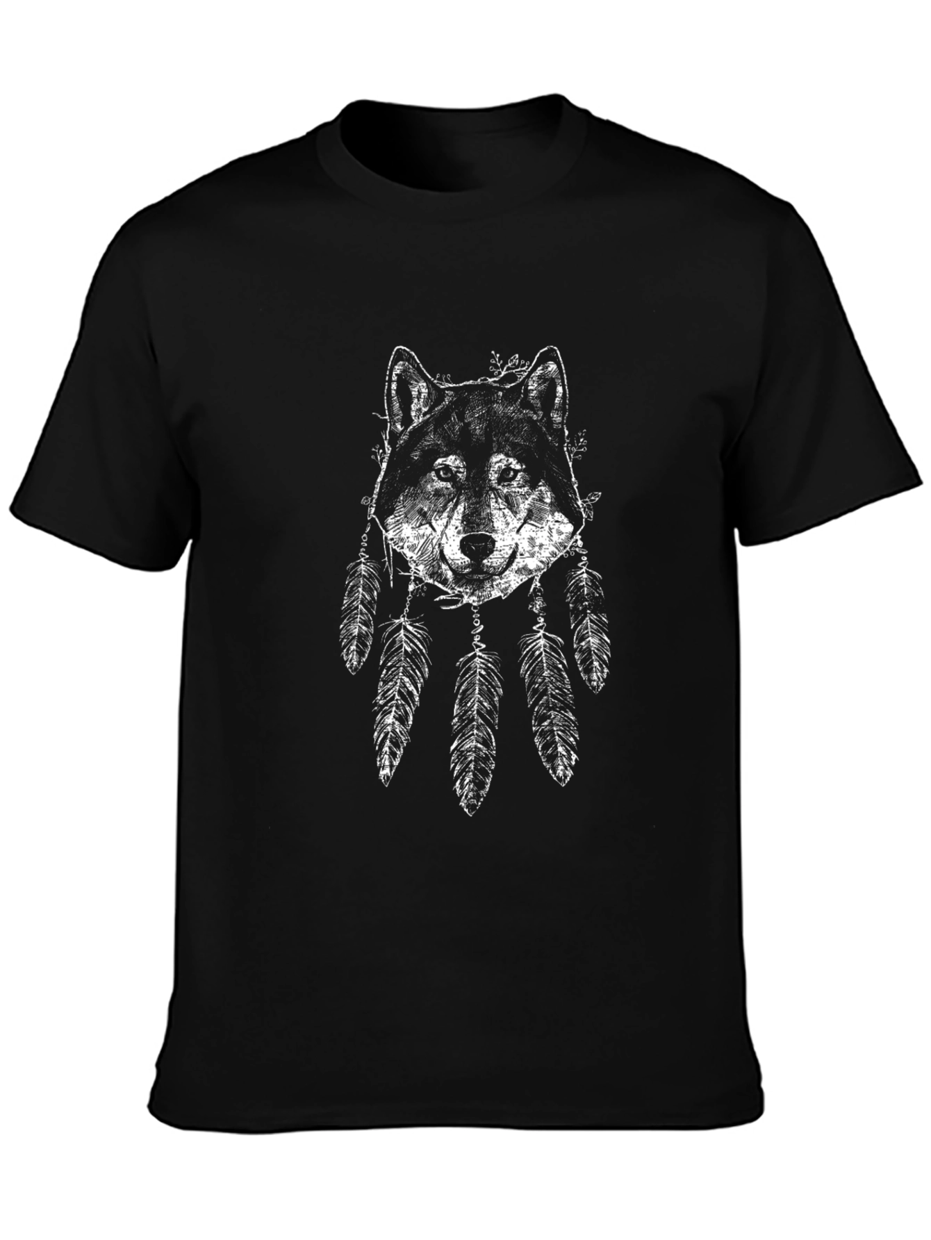 Wolf Dreamcatcher Graphic Tee - Black