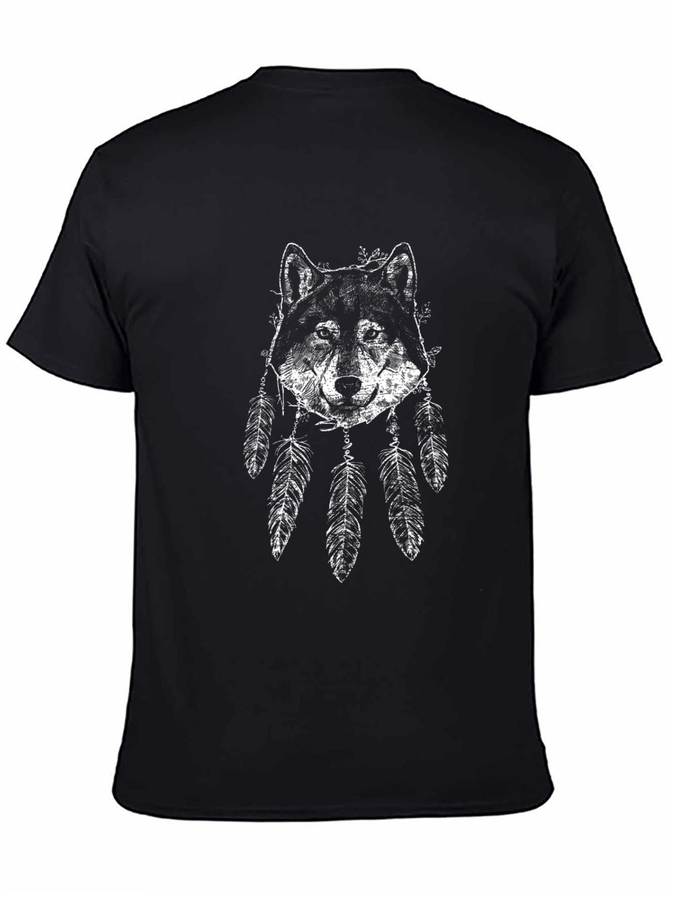 Wolf Dreamcatcher Graphic Tee - Black